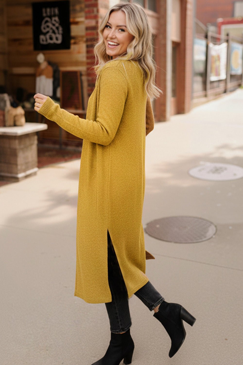 Honey Mustard Harvest Long Carigan | Nikki &amp; Co. Boutique