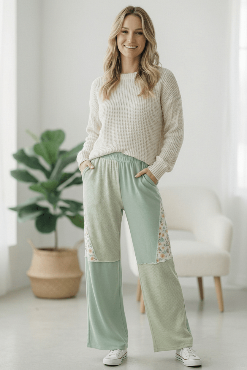 Sage Blossom Lounge Pants | Nikki & Co. Boutique