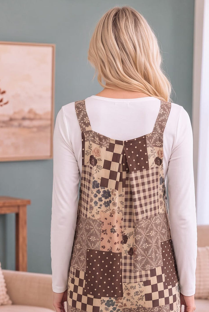 Cozy Patchwork Dreams Wide Leg Overall Set - Nikki &amp; Co. Boutique