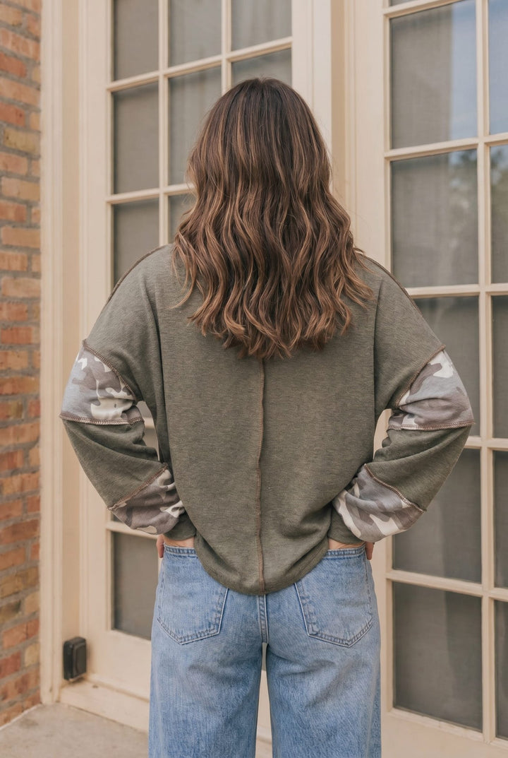 Cozy Camo Color Block Pullover - Nikki &amp; Co. Boutique