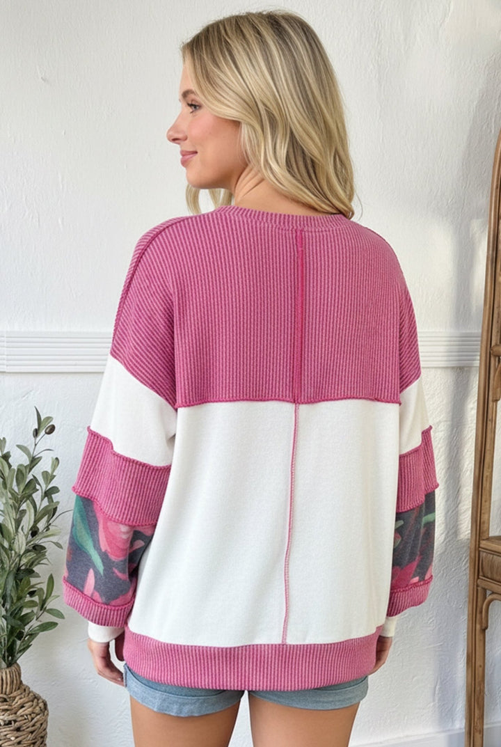 Rosy Garden Getaway Color Block Top | Nikki &amp; Co. Boutique