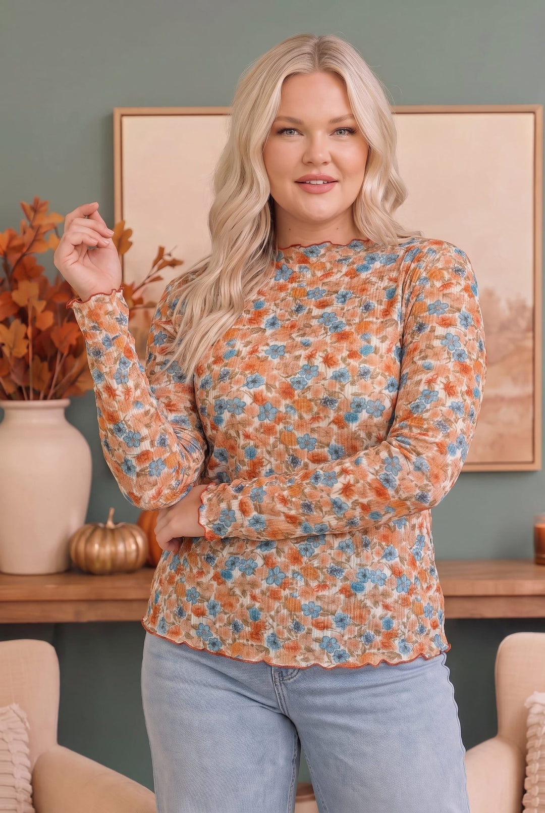 Ivy Garden Floral Mesh Long Sleeve Top - Nikki &amp; Co. Boutique