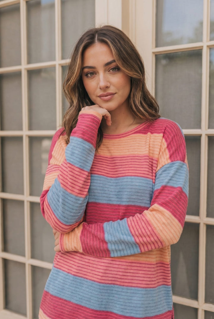 Sunny Stripes Long Sleeve Knit Top - Nikki &amp; Co. Boutique
