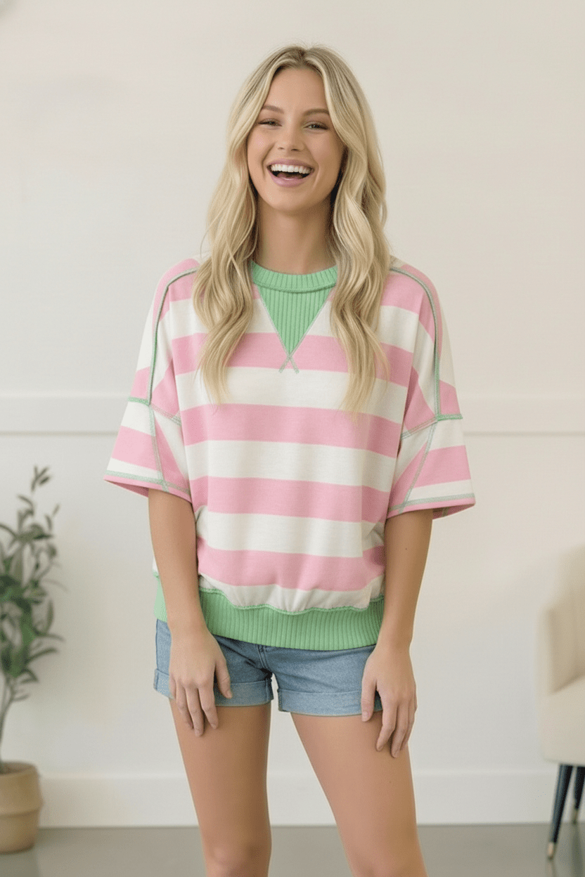 Pink Sugar Rush Colorblock Tee | Nikki &amp; Co. Boutique