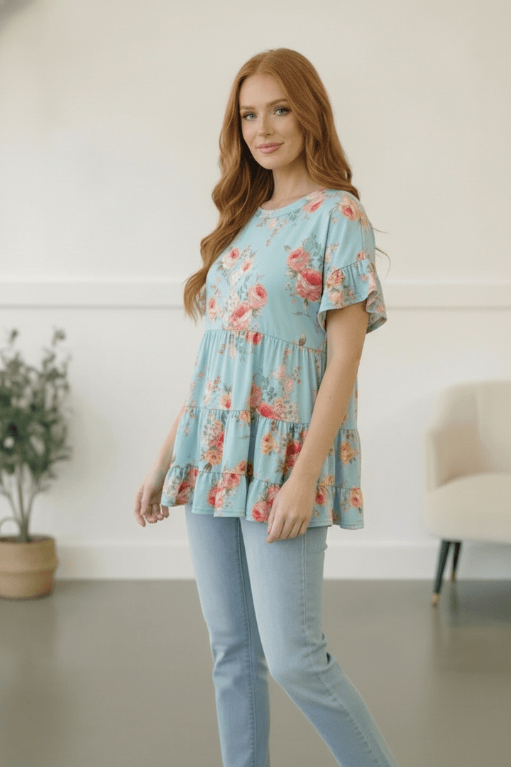 In the Mint Meadows Tiered Babydoll Tops | Nikki &amp; Co. Boutique