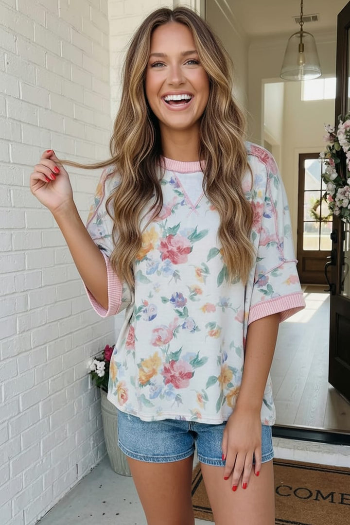 Rosey Teacup Ribbed Crewneck | Nikki &amp; Co. Boutique