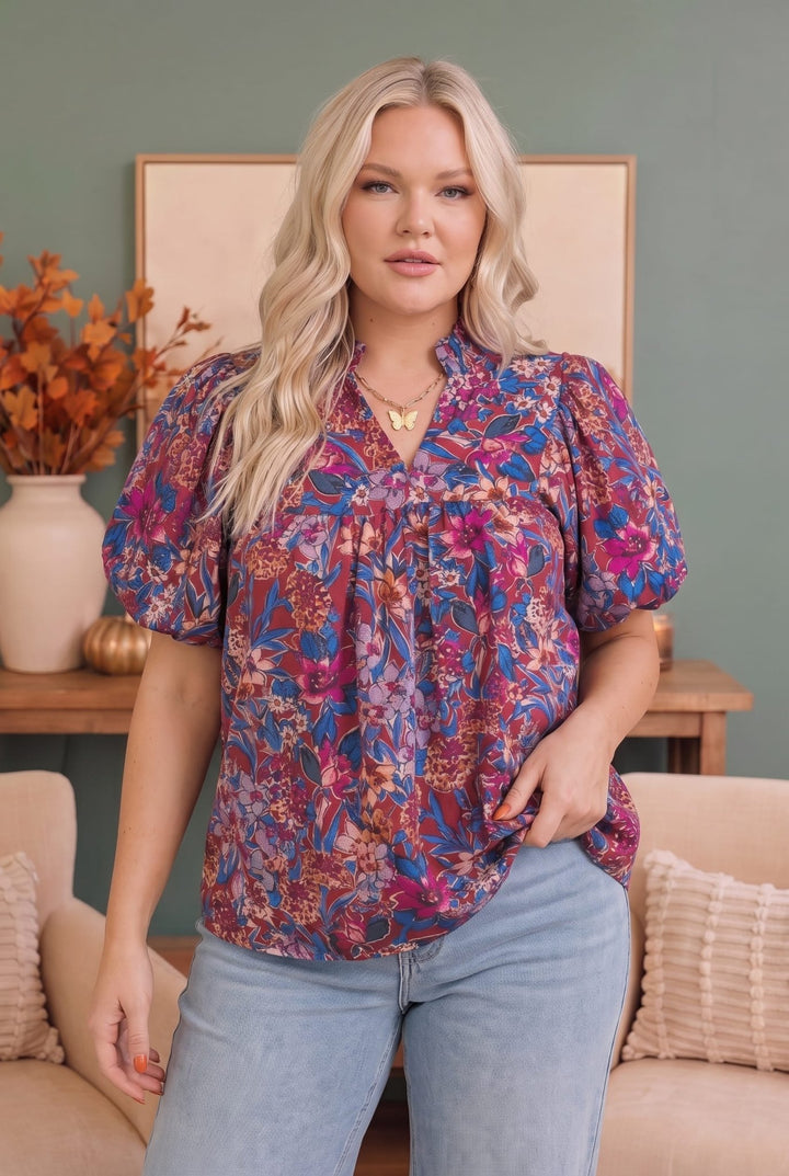Blooming Beautifully Floral Puff Sleeve Top - Nikki &amp; Co. Boutique