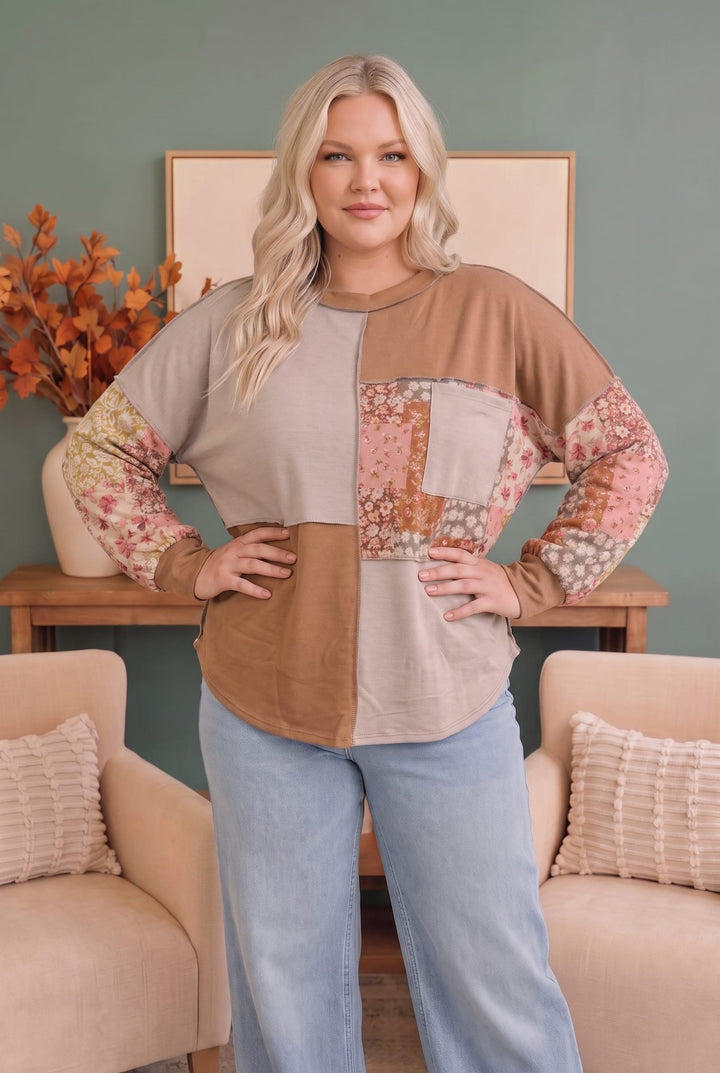 Neapolitan Patchwork Floral Colorblock Pullover Top - Nikki &amp; Co. Boutique