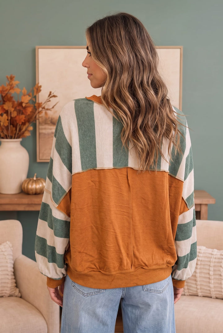 Haptics Stripes and Spice Striped Crew Neck Pullover - Nikki &amp; Co. Boutique