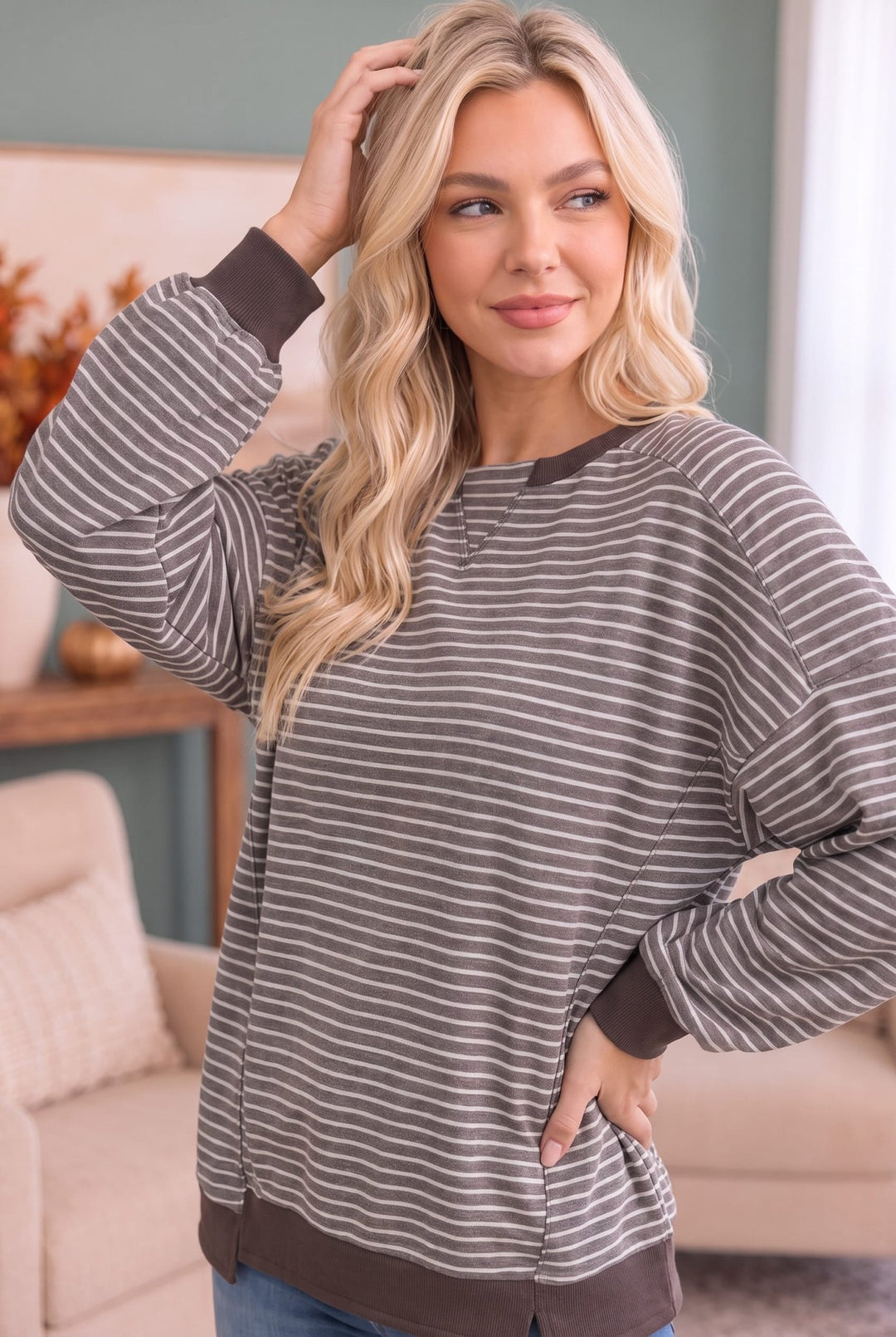 Crush on You Raglan Pullover in Mocha - Nikki &amp; Co. Boutique