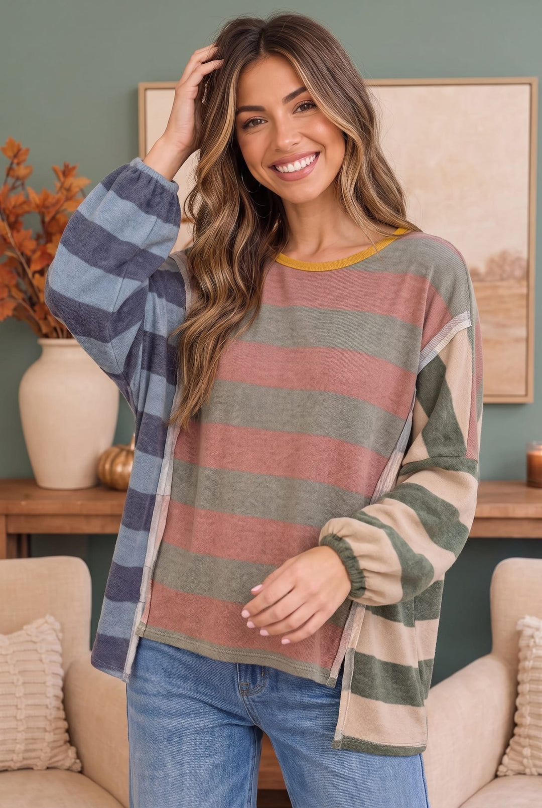 Colorblock Dream Top in Mixed Stripes - Nikki &amp; Co. Boutique