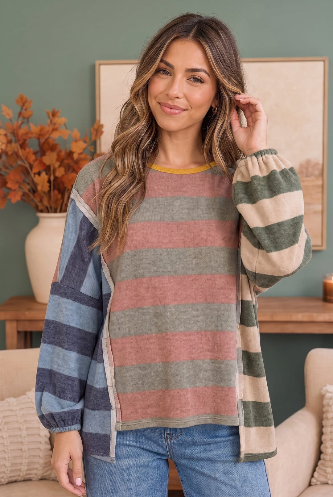 Colorblock Dream Top in Mixed Stripes - Nikki &amp; Co. Boutique