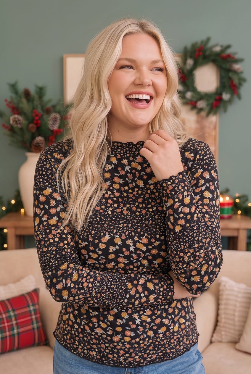 Midnight Garden Long Sleeve Floral Top - Nikki & Co. Boutique