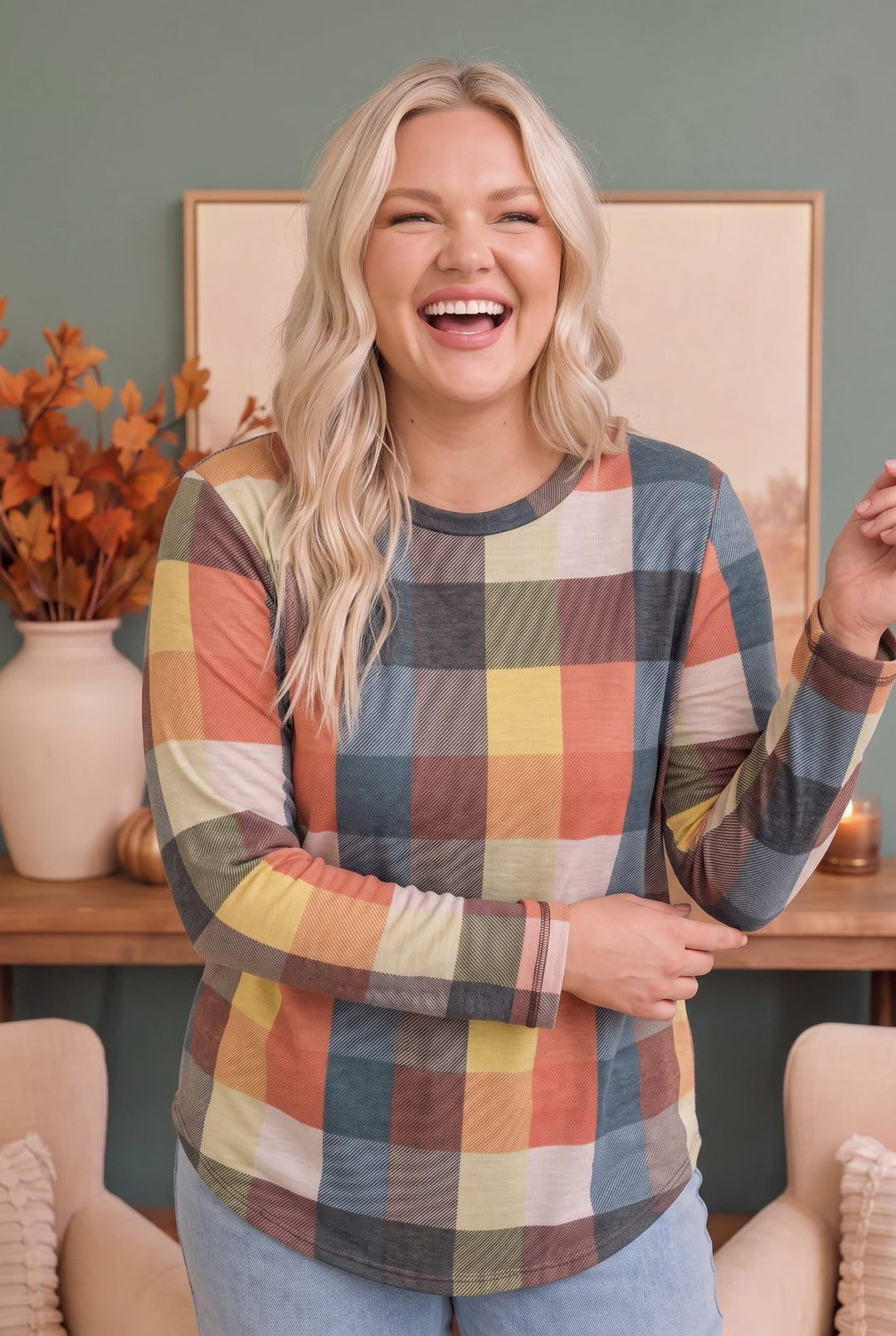 Haptics Multicolor Plaid Long Sleeve Top - Nikki &amp; Co. Boutique