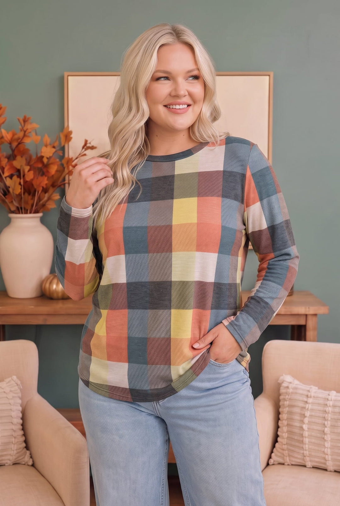 Haptics Multicolor Plaid Long Sleeve Top - Nikki &amp; Co. Boutique