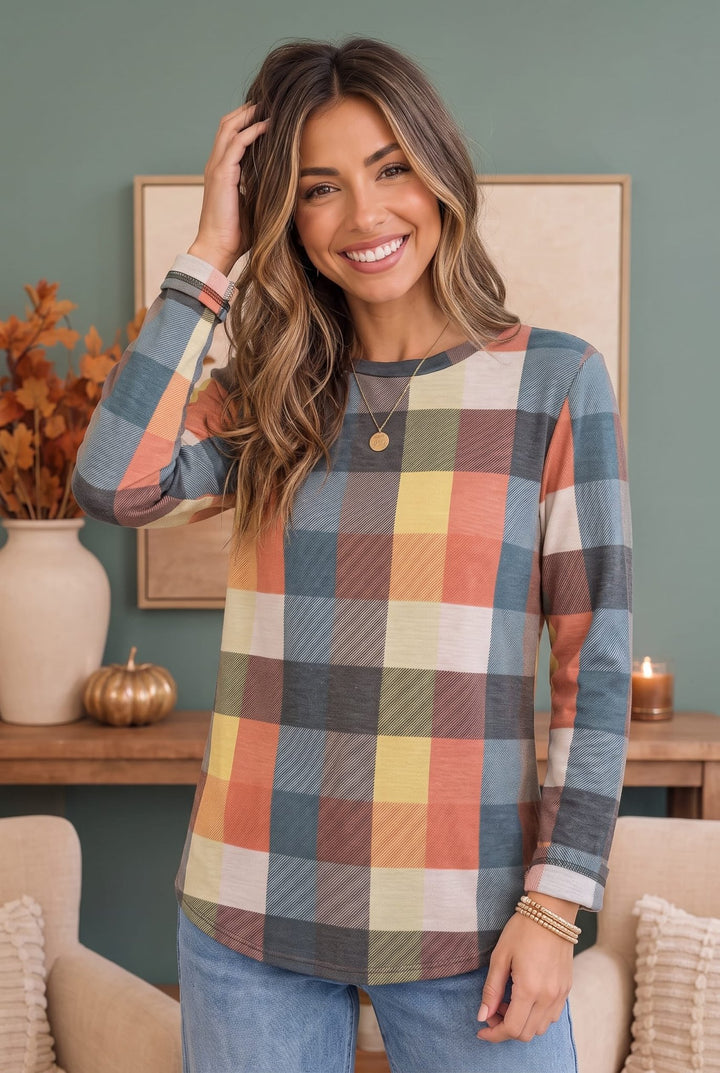 Haptics Multicolor Plaid Long Sleeve Top - Nikki &amp; Co. Boutique