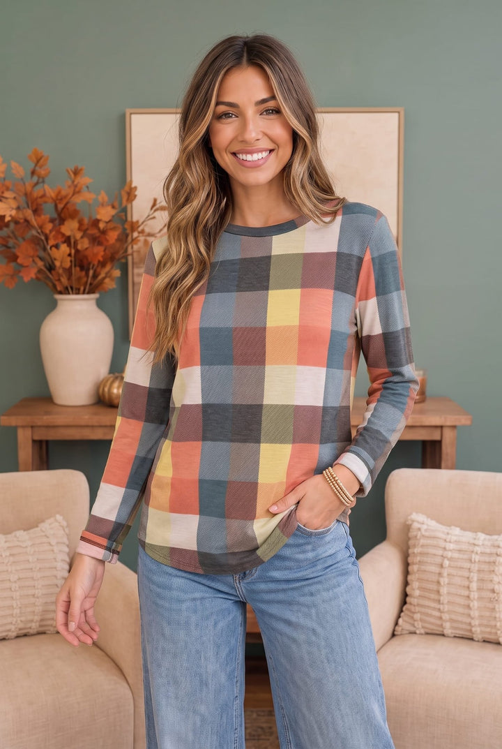 Haptics Multicolor Plaid Long Sleeve Top - Nikki &amp; Co. Boutique