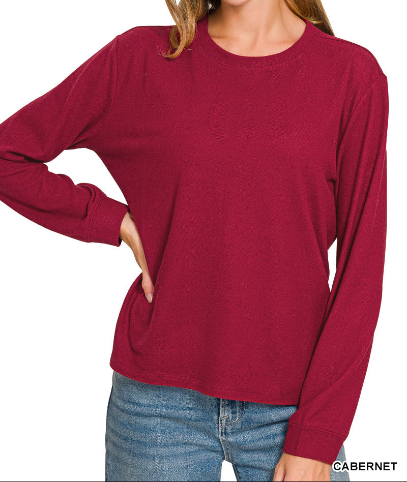 Zenana Soft Hacci Long Sleeve, Round Neck Jogger Set (NP)
