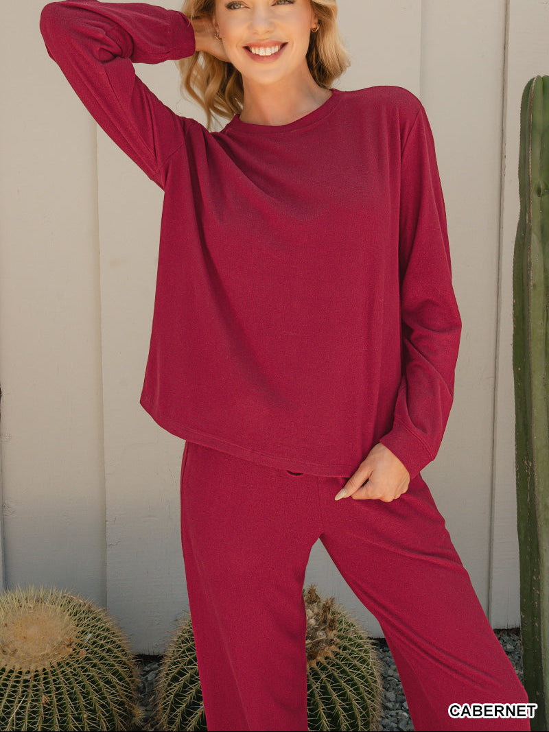 Woman in long sleeve and pants set