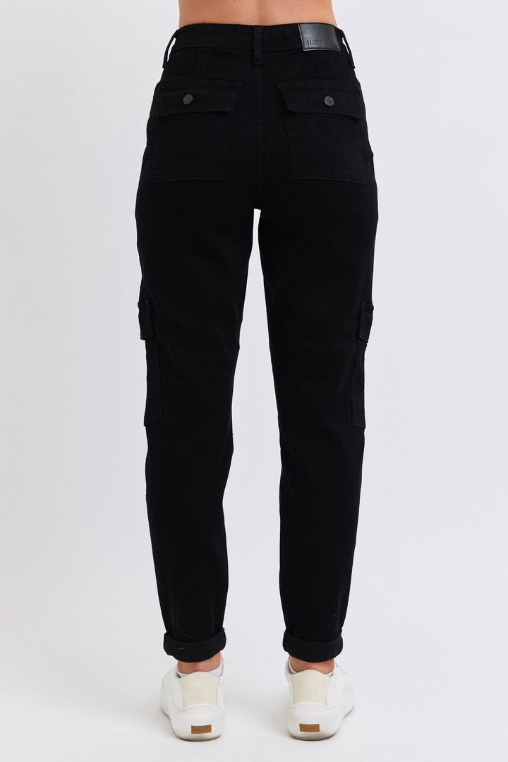 Judy Blue Jeans (NP) - High Rise Black, Cuffed Cargo Denim Joggers | Nikki &amp; Co. Boutique