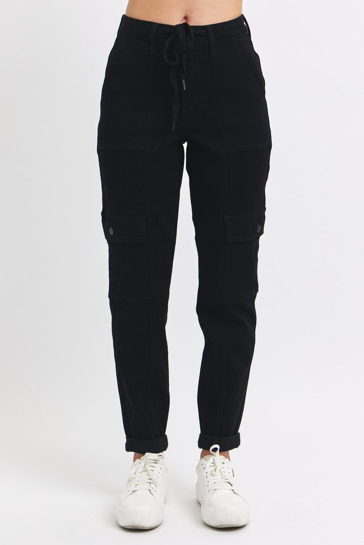 Judy Blue Jeans (NP) - High Rise Black, Cuffed Cargo Denim Joggers | Nikki &amp; Co. Boutique