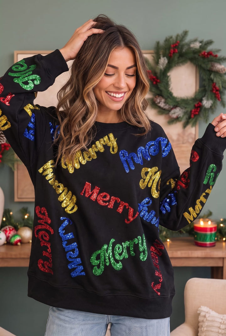 Merry Everything Glitter Sweatshirt - Nikki &amp; Co. Boutique