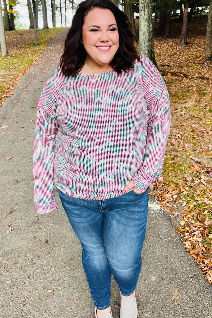 Magenta &amp; Teal Vintage Two Tone Knit Top | Nikki &amp; Co. Boutique