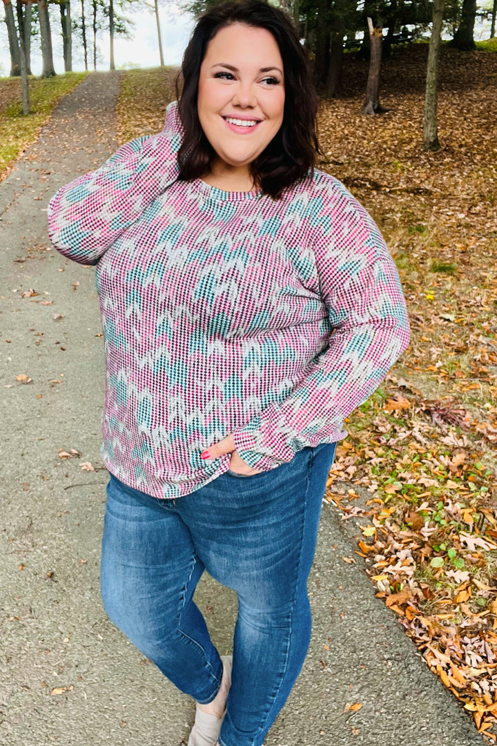 Magenta &amp; Teal Vintage Two Tone Knit Top | Nikki &amp; Co. Boutique