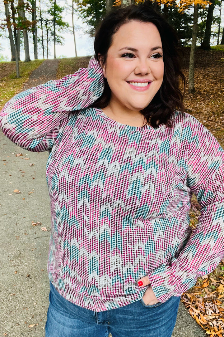 Magenta &amp; Teal Vintage Two Tone Knit Top | Nikki &amp; Co. Boutique