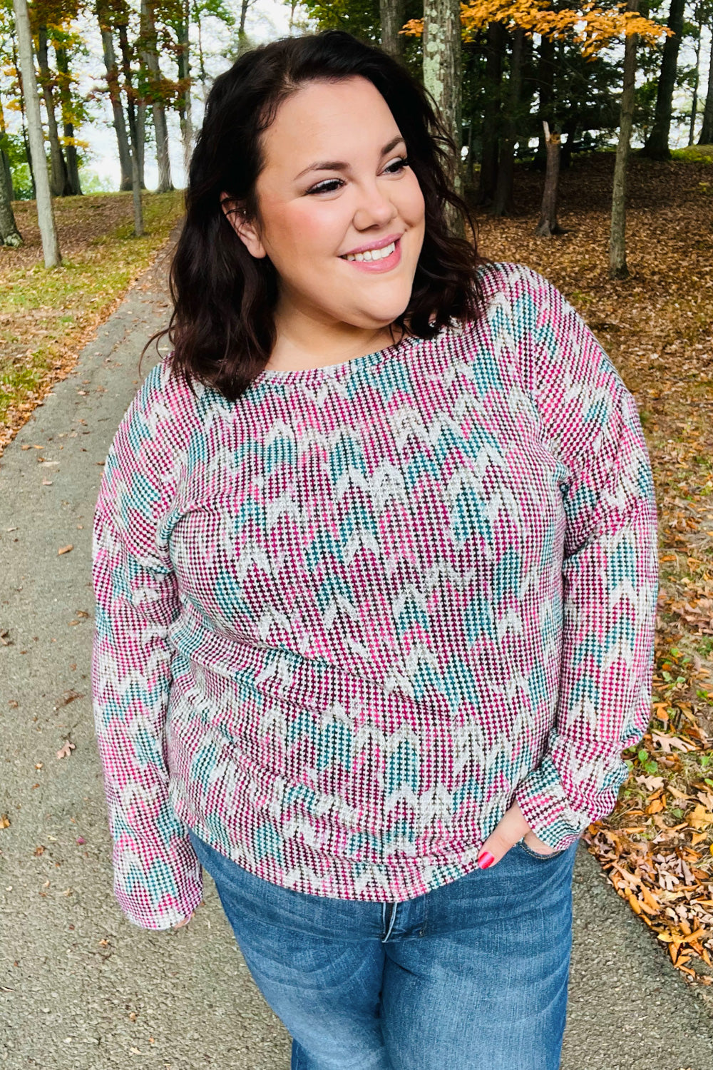 Magenta &amp; Teal Vintage Two Tone Knit Top | Nikki &amp; Co. Boutique