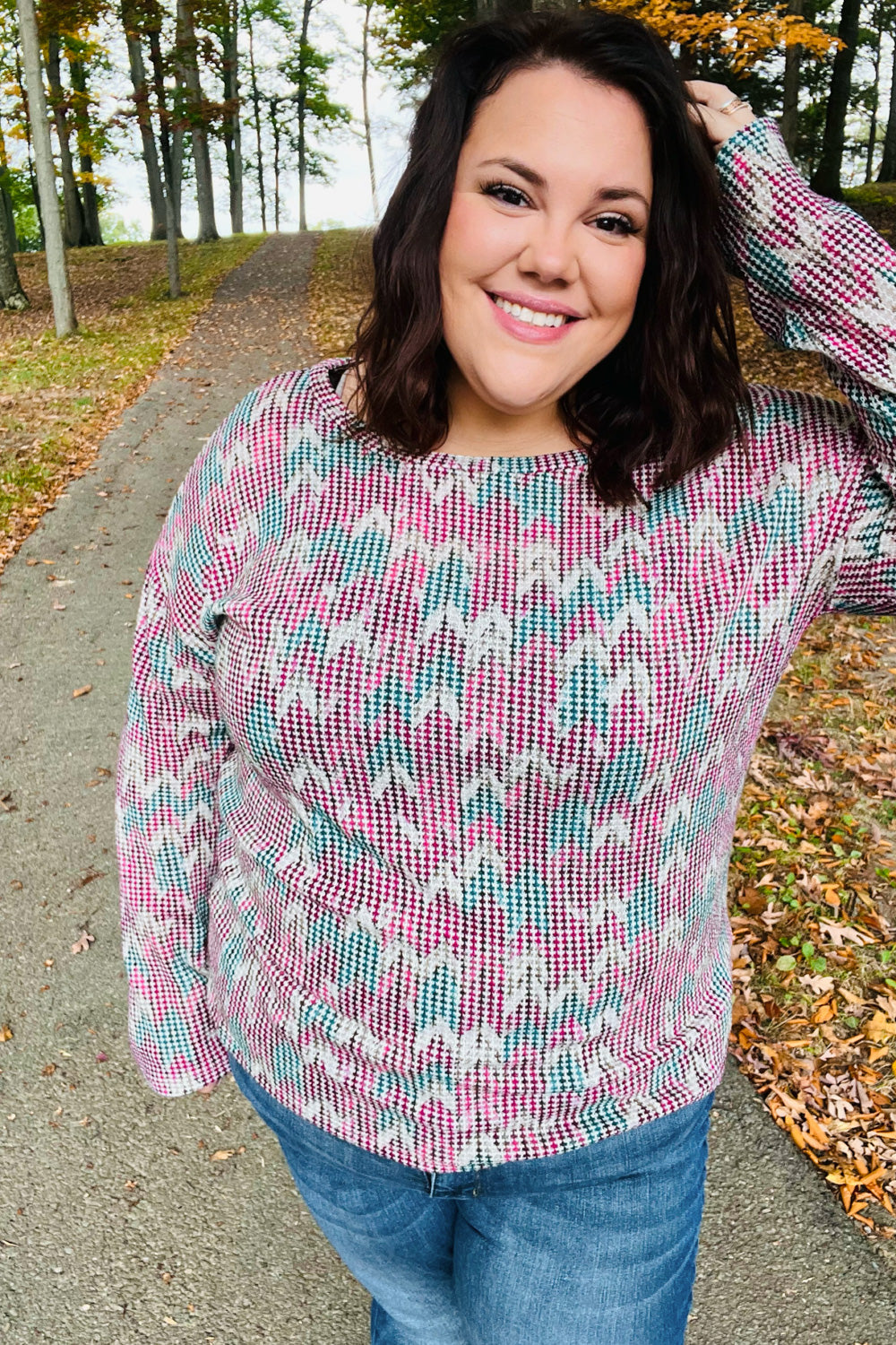Magenta &amp; Teal Vintage Two Tone Knit Top | Nikki &amp; Co. Boutique