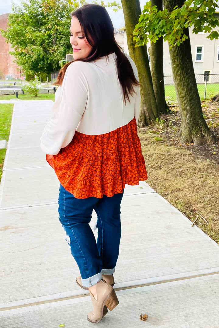 Star Struck Vintage Floral Oatmeal Tiered Babydoll Twofer Top | Nikki &amp; Co. Boutique