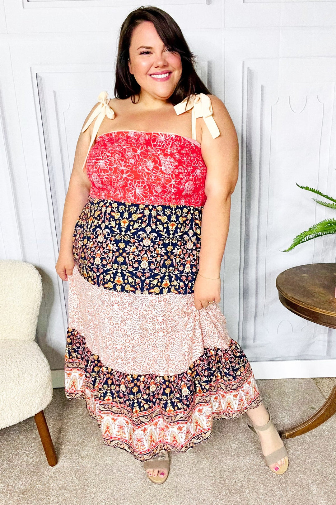 Vacay Vibes Orange Floral Smocked Tube Top Tiered Maxi Dress | Nikki &amp; Co. Boutique