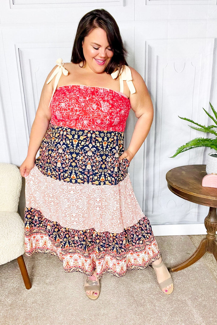 Vacay Vibes Orange Floral Smocked Tube Top Tiered Maxi Dress | Nikki &amp; Co. Boutique