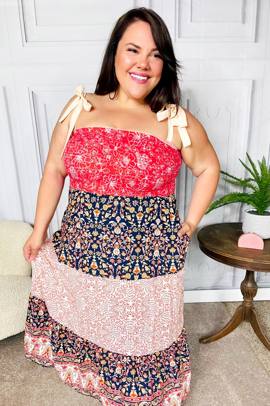 Vacay Vibes Orange Floral Smocked Tube Top Tiered Maxi Dress | Nikki &amp; Co. Boutique