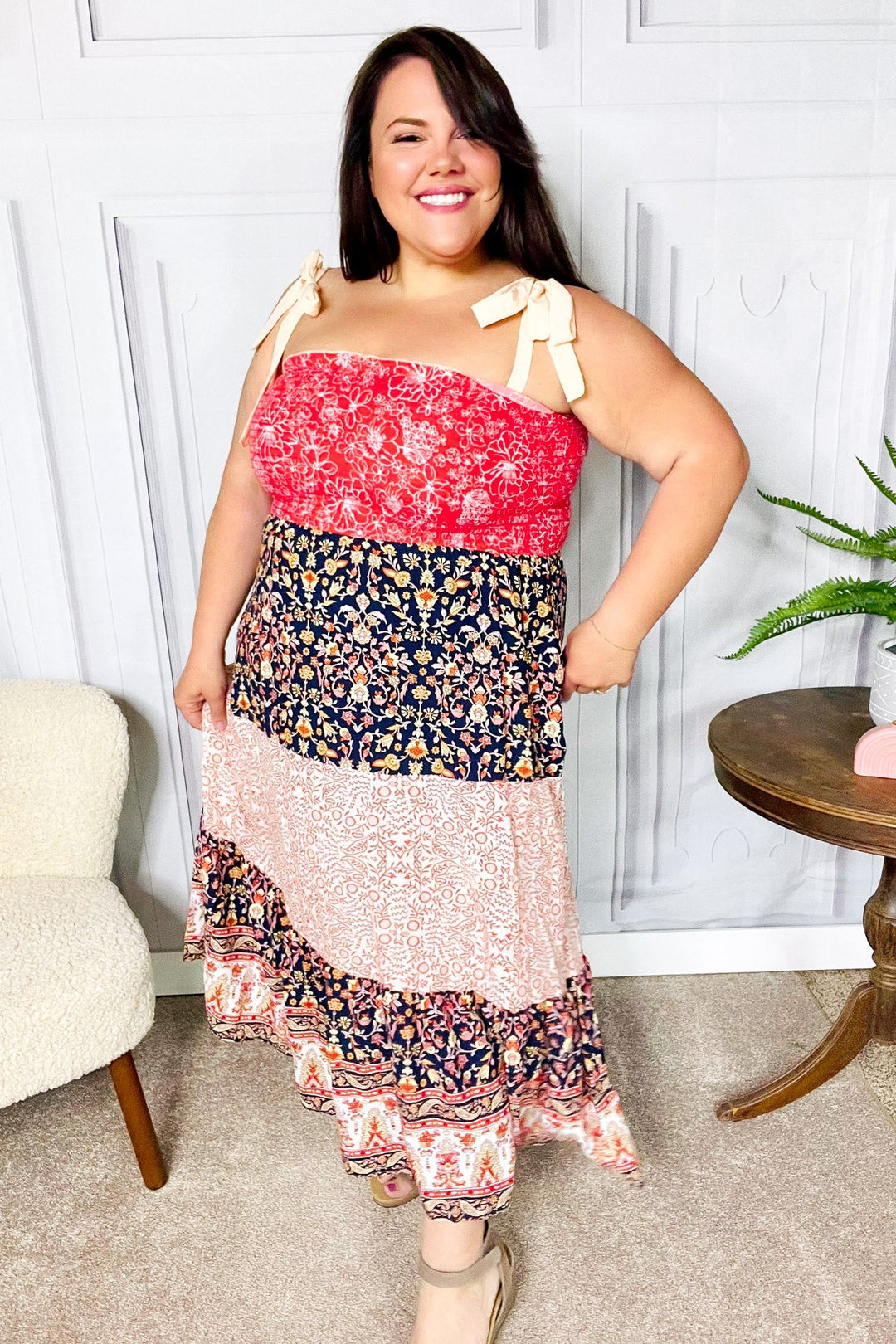 Vacay Vibes Orange Floral Smocked Tube Top Tiered Maxi Dress | Nikki &amp; Co. Boutique