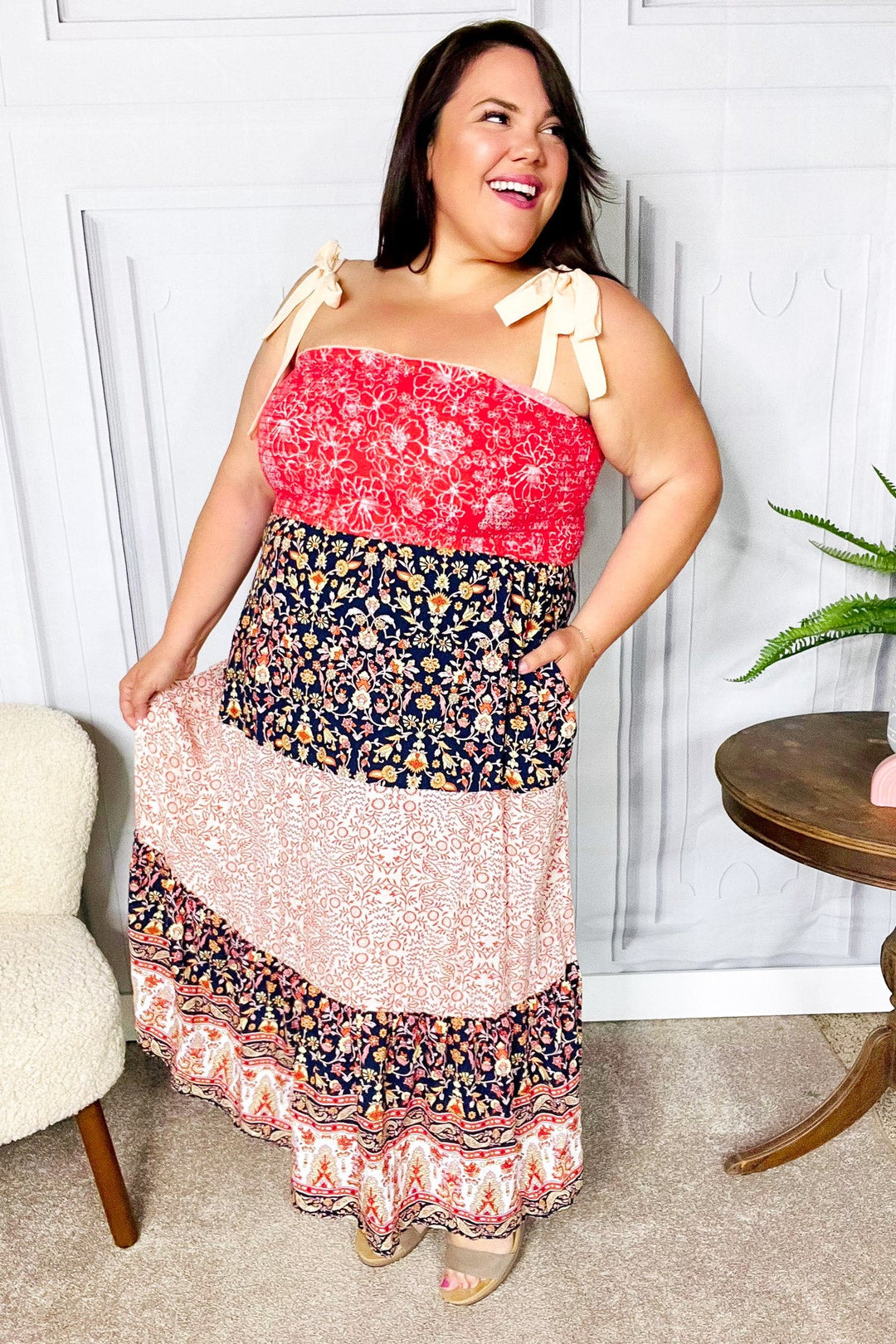 Vacay Vibes Orange Floral Smocked Tube Top Tiered Maxi Dress | Nikki &amp; Co. Boutique