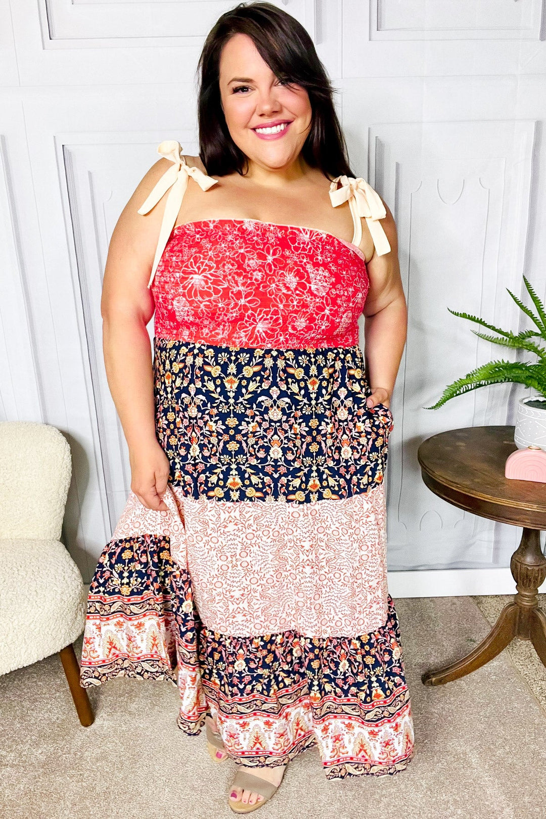 Vacay Vibes Orange Floral Smocked Tube Top Tiered Maxi Dress | Nikki &amp; Co. Boutique