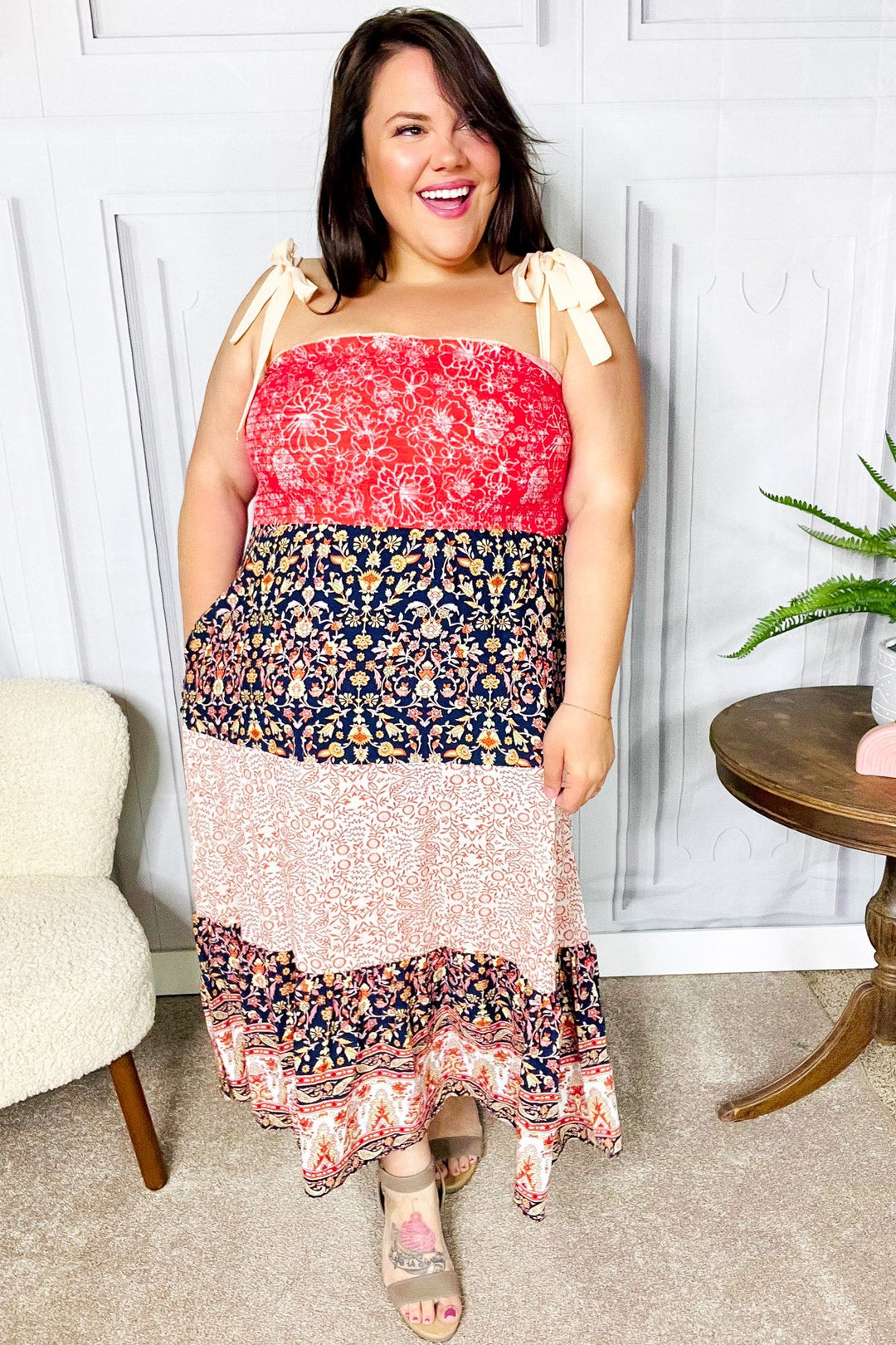 Vacay Vibes Orange Floral Smocked Tube Top Tiered Maxi Dress | Nikki &amp; Co. Boutique