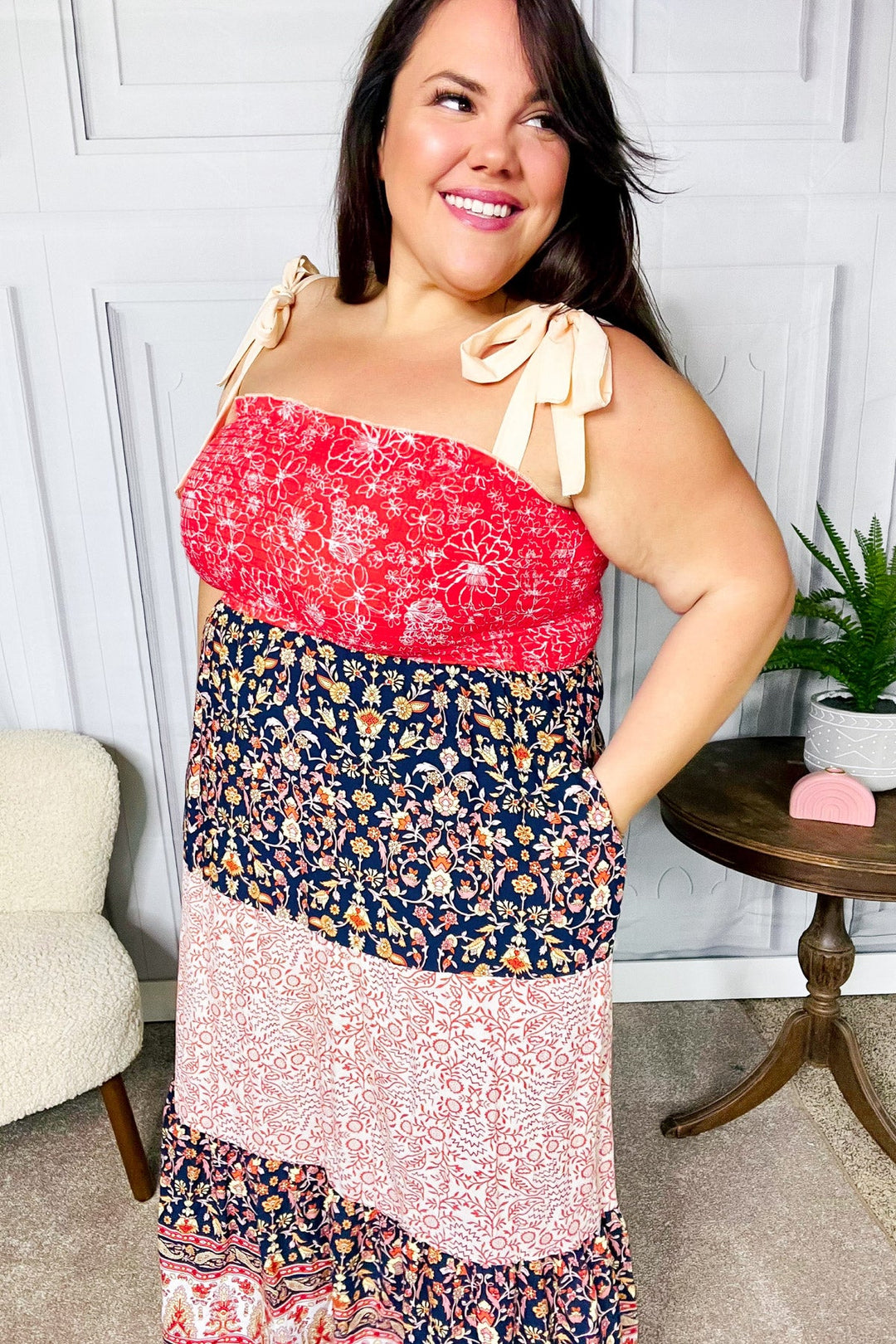 Vacay Vibes Orange Floral Smocked Tube Top Tiered Maxi Dress | Nikki &amp; Co. Boutique