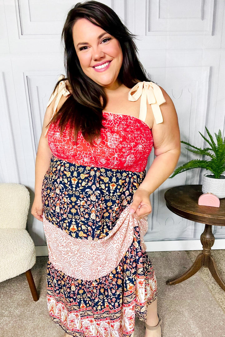 Vacay Vibes Orange Floral Smocked Tube Top Tiered Maxi Dress | Nikki &amp; Co. Boutique