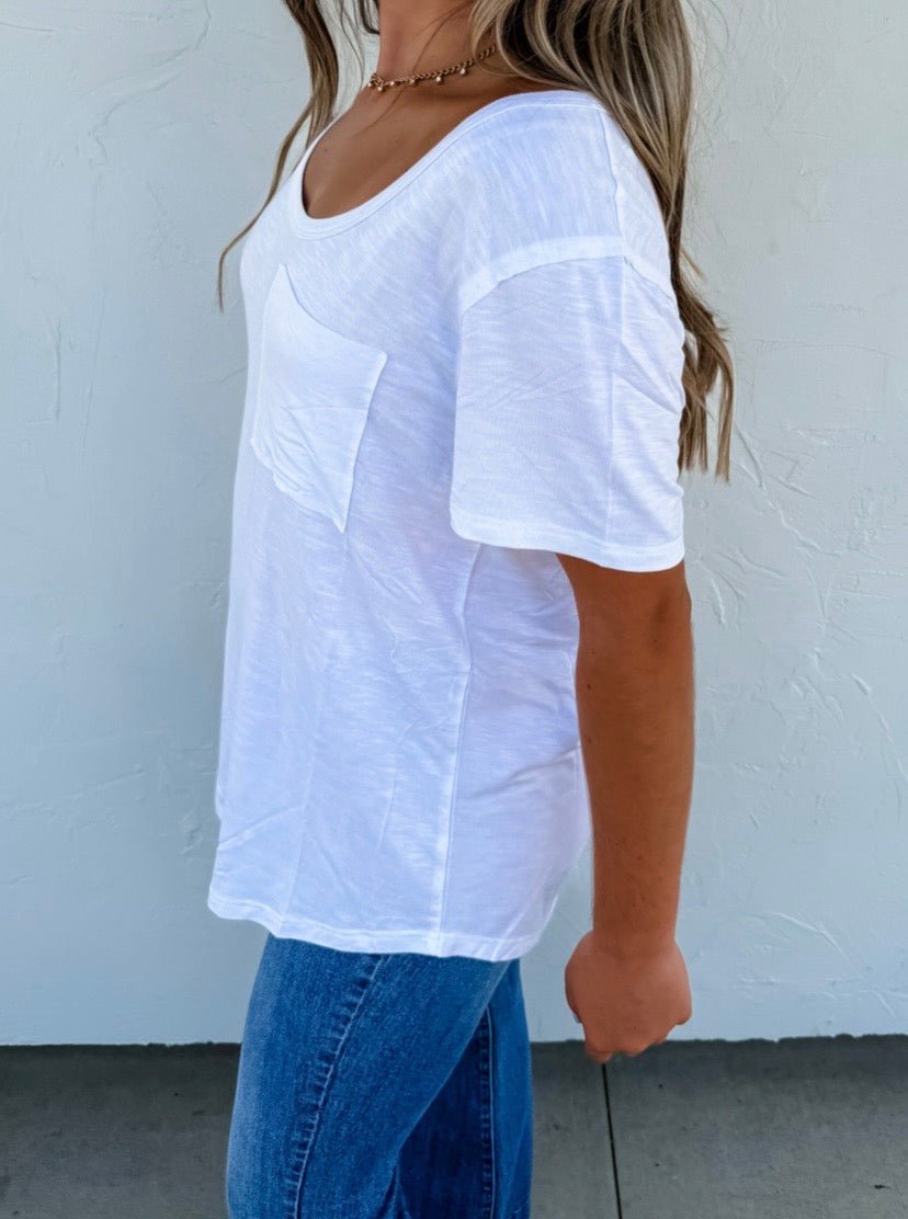 Oversized Shorts Sleeve Pocket Top (NP) -  2 Colors  Plus | Nikki &amp; Co. Boutique