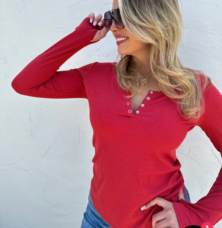 Long Sleeve Ribbed Top (NP) -  3 Colors  Plus | Nikki &amp; Co. Boutique