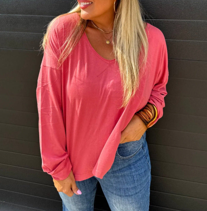 Long Sleeve Boyfriend Tees (NP) -  2 Colors  Plus | Nikki &amp; Co. Boutique
