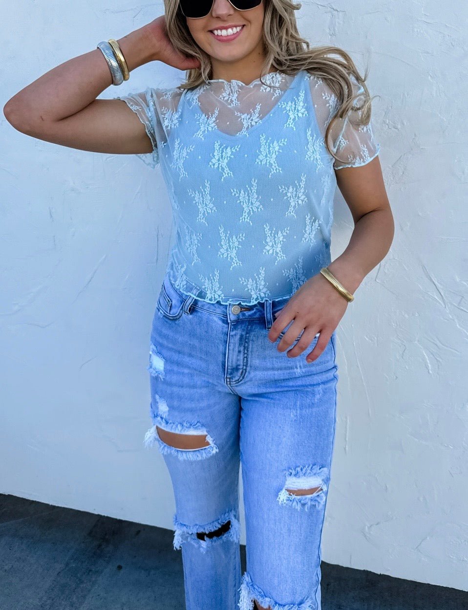 Shorts Sleeve Lace Top (NP) - 3 Colors, Plus | Nikki &amp; Co. Boutique
