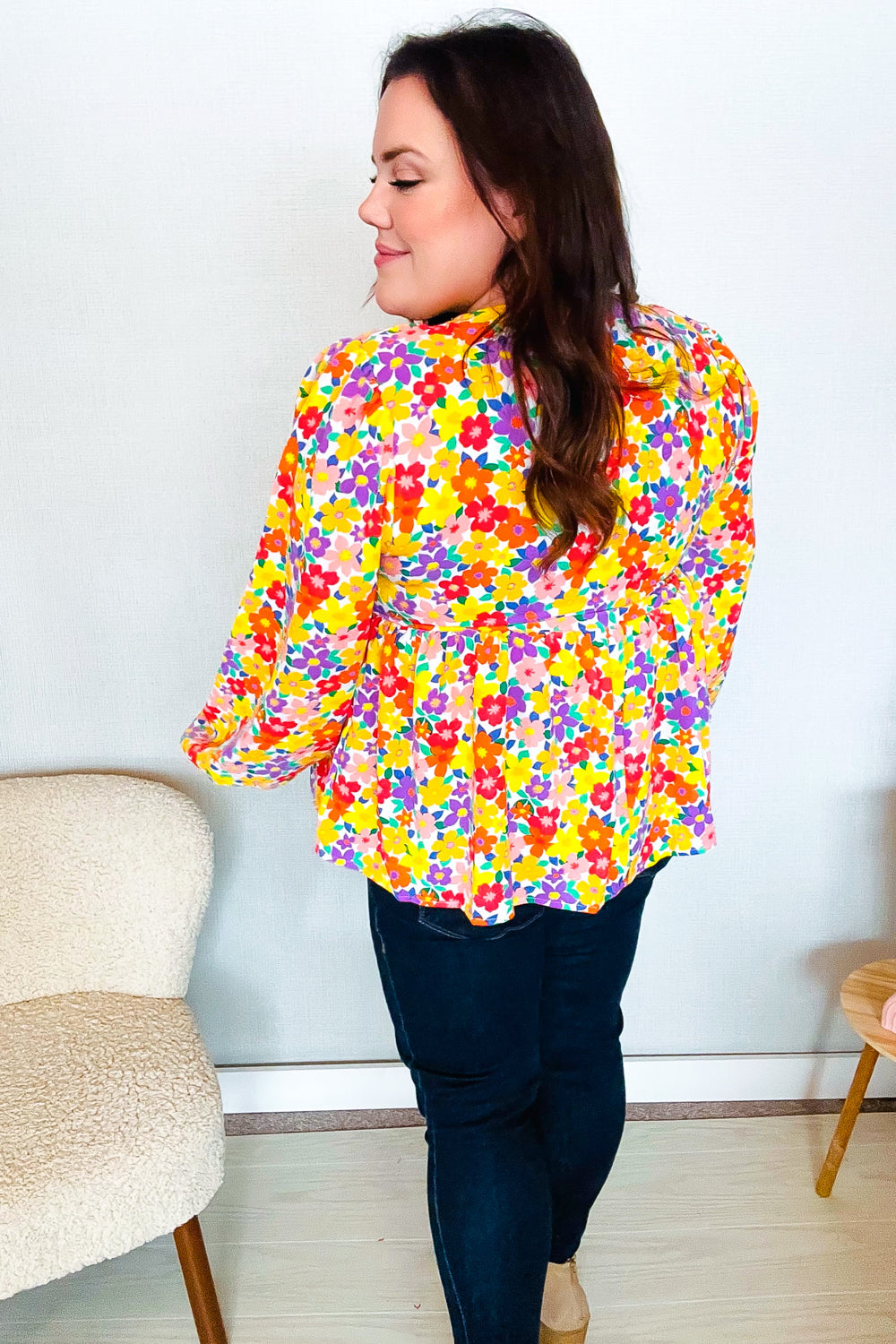 Chasing Dreams Ribbon Tie Bow Babydoll Puff Elastic Sleeve Floral Tops | Nikki &amp; Co. Boutique