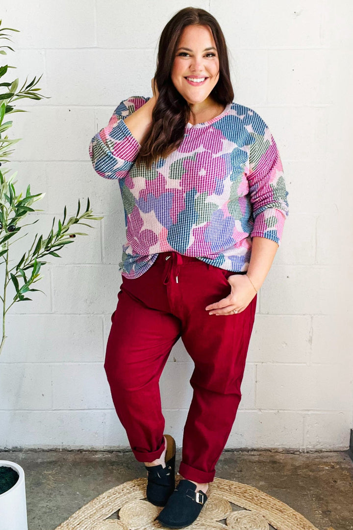 Beautiful You Magenta Floral Vintage Two Tone Knit Top | Nikki &amp; Co. Boutique