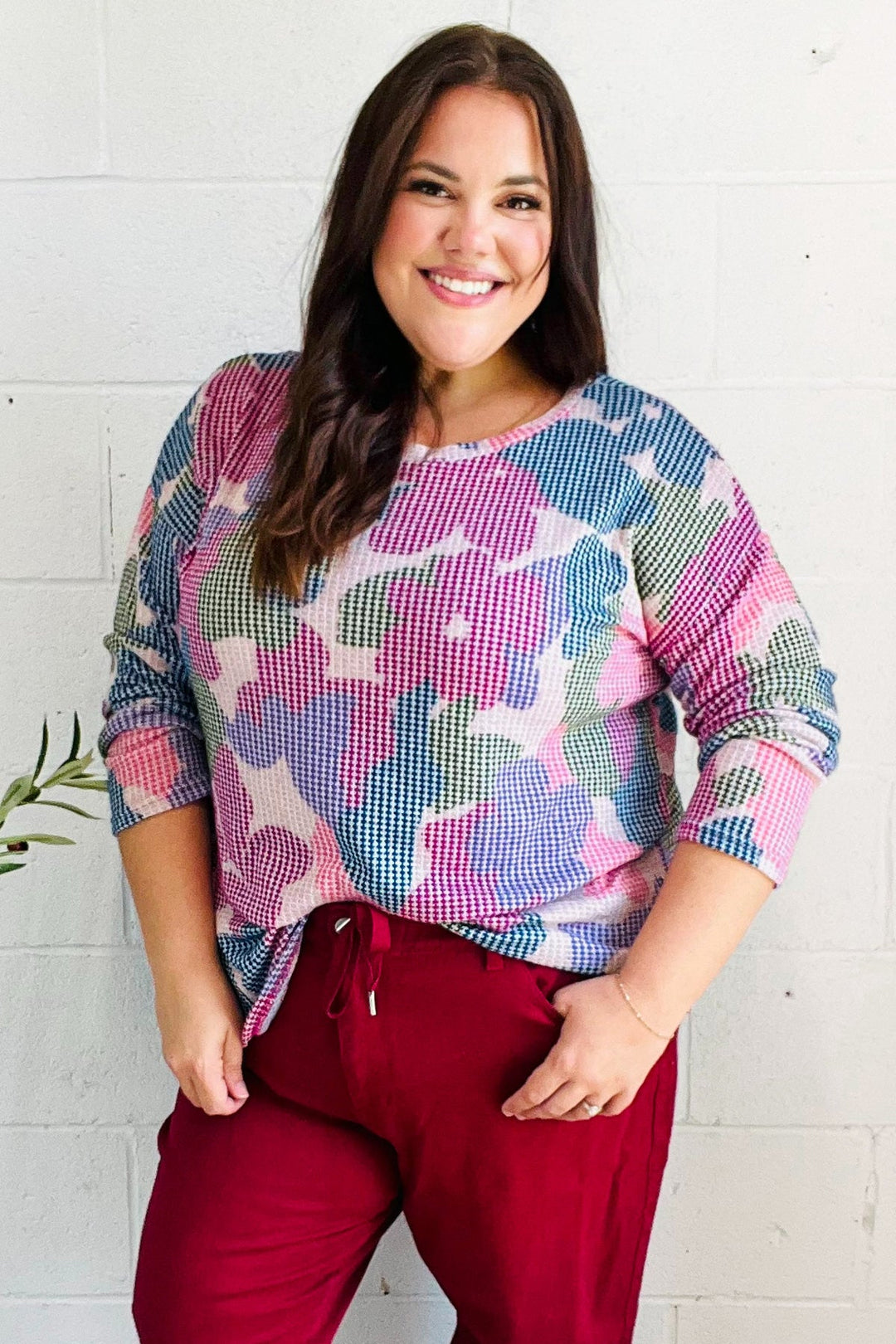 Beautiful You Magenta Floral Vintage Two Tone Knit Top | Nikki &amp; Co. Boutique