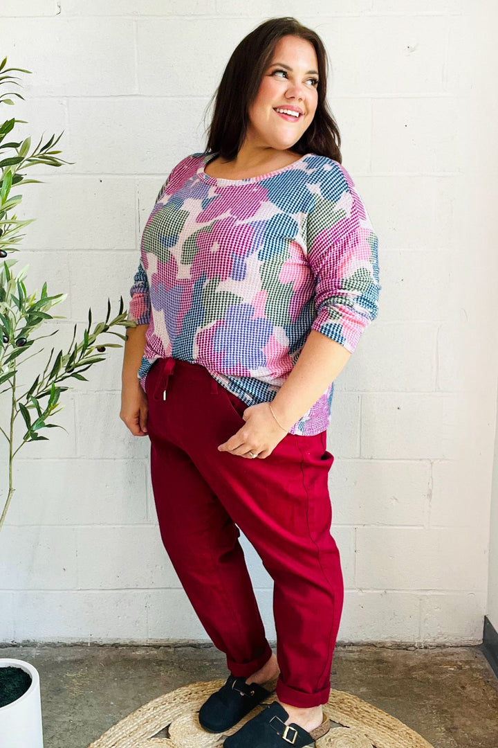 Beautiful You Magenta Floral Vintage Two Tone Knit Top | Nikki &amp; Co. Boutique