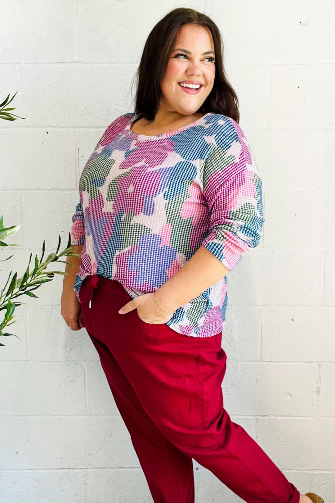 Beautiful You Magenta Floral Vintage Two Tone Knit Top | Nikki &amp; Co. Boutique